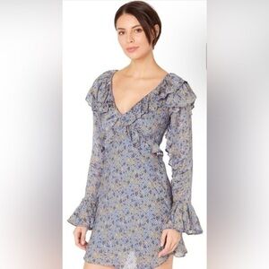Free People Sweetest Thing Long Sleeve Minidress Midnight Cowboy SZ 6 NWT